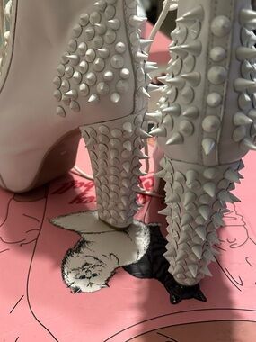 Jeffrey Campbell White Spike-Studded Heeled Boots